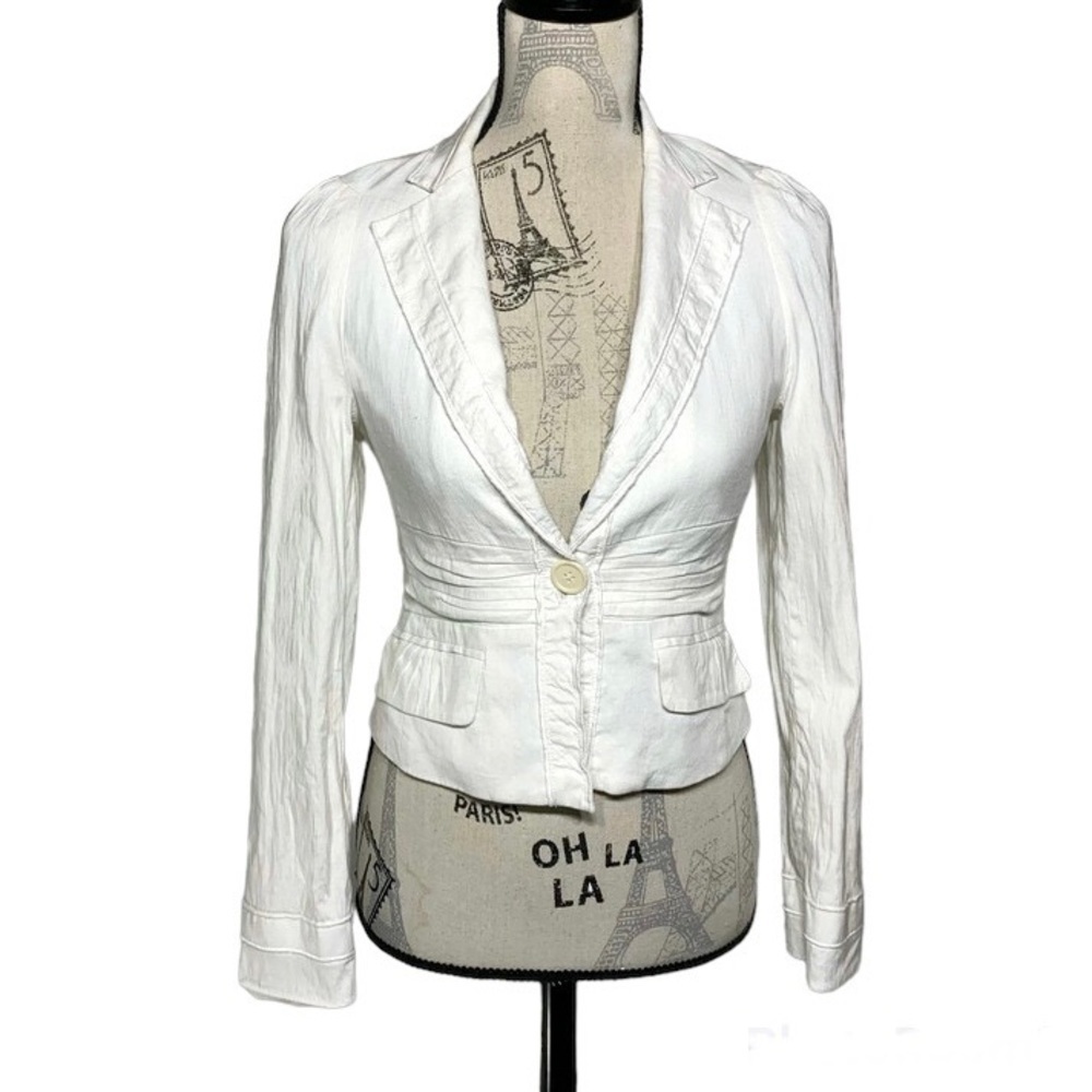 BCBGMaxAzria White Tailored Single-Button Blazer